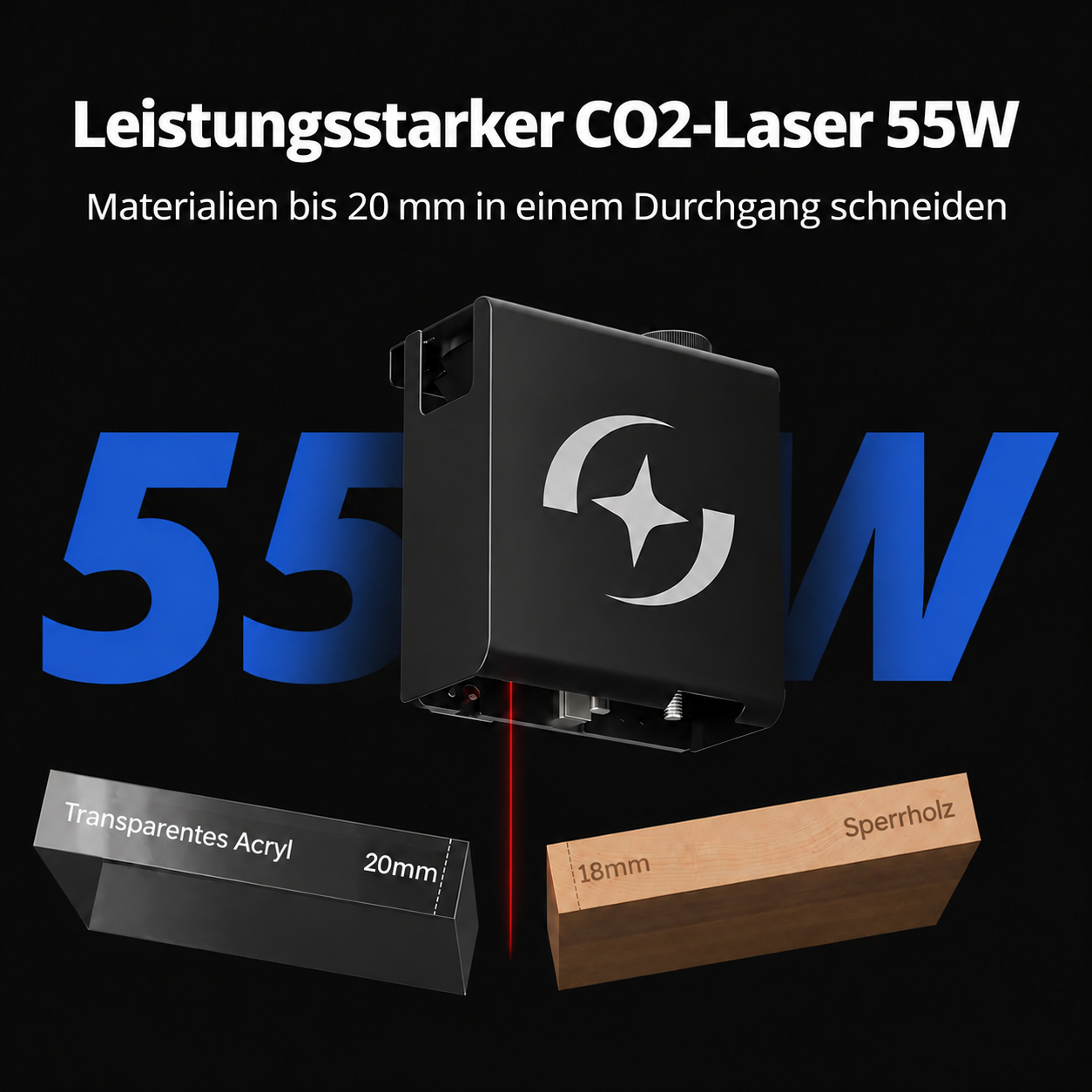 CO2-Laser mit optischer Leistung 55 W