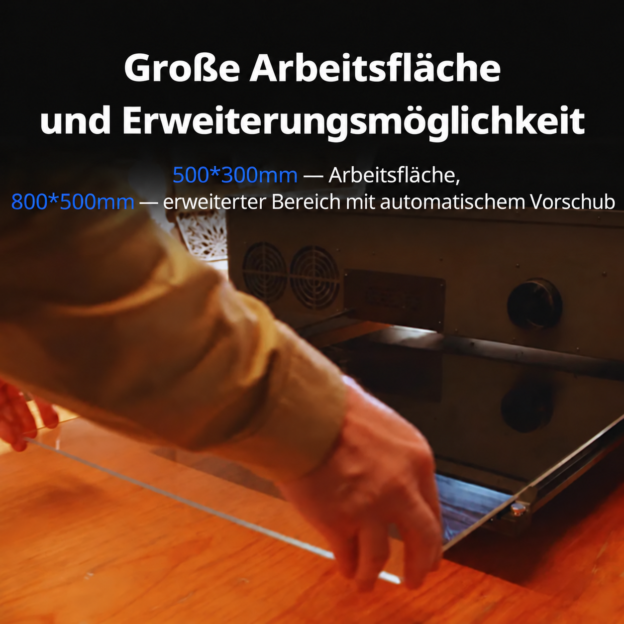500 × 300 mm oder 800 × 500 mm mit R7