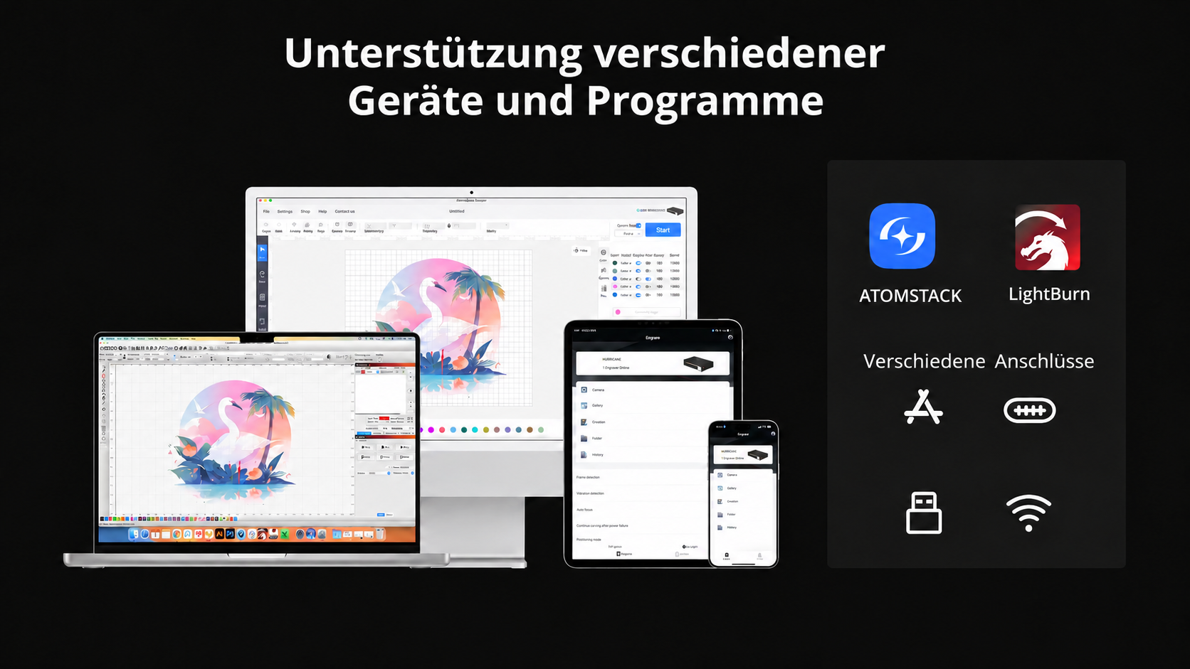 AtomStack Studio, LightBurn und Wi-Fi